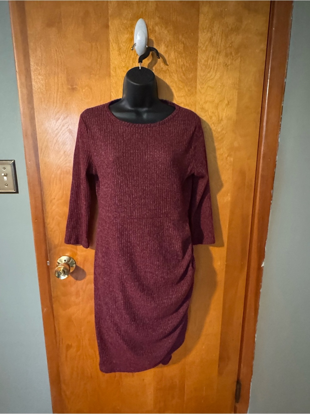 Ribbed Knit Burgundy sweater Dress - Reborn J size Large